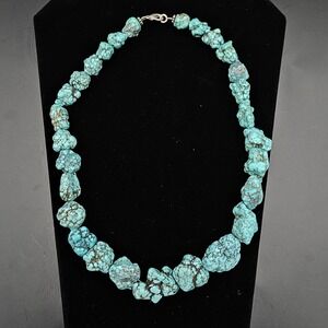Vintage Kingman Turquoise Nugget Necklace Native American Southwestern 20in 122g